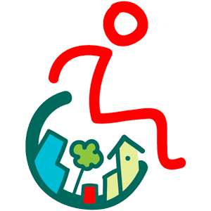 Imagen del logo tur4all - Dibujo de silla de ruedas y en la rueda un paisaje