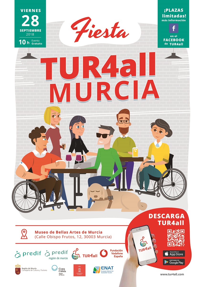 cartel anunciador con el texto: Fiesta TUR4all MURCIA - plazas limitadas. Día 28 de septiembre 
