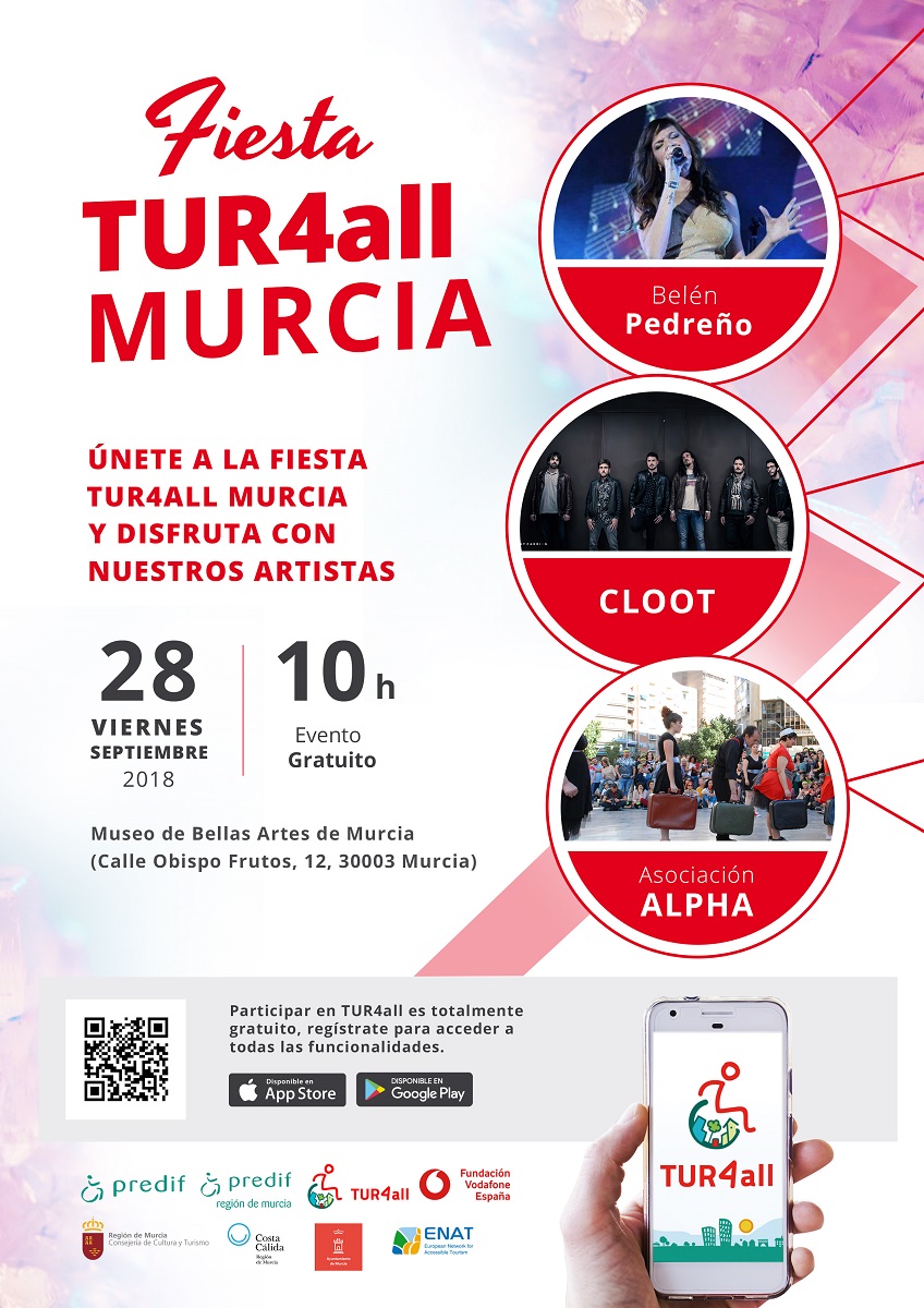 cartel anunciador con el texto: Fiesta TUR4all MURCIA - plazas limitadas. Día 28 de septiembre 